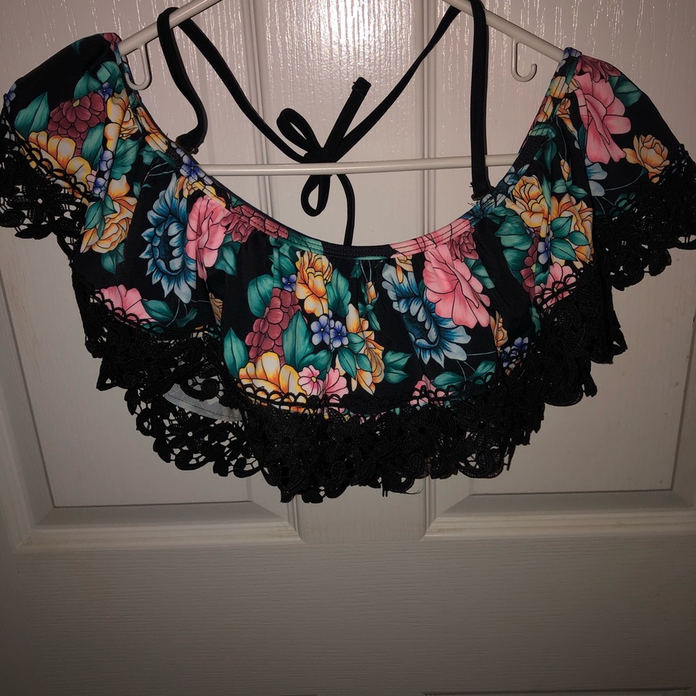 Women’s off the shoulder floral bathing suit top